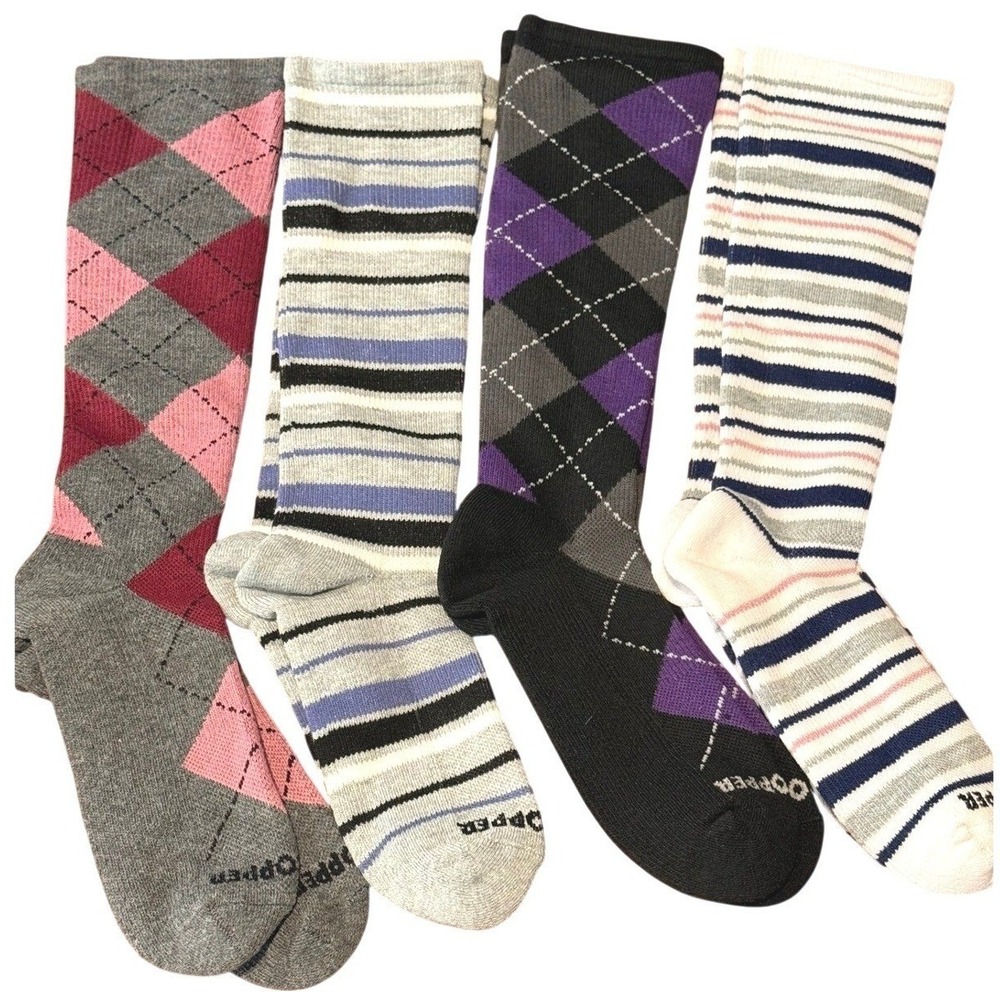 NEW Tommie Copper Womens OTC Compression Socks 4 Pack Recovery Travel 7-9.5